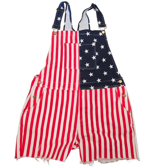 Denim - American‎ Flag Overalls Shorts Patriotic Stars Stripes Denim 2XL 4024